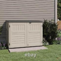 Suncast Horizontal Storage Shed Traditional Double Lockable Door Plastic Gray