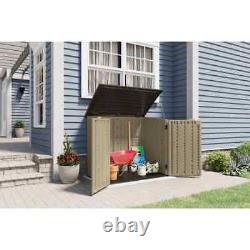 Suncast Horizontal Utility Garbage Shed BMS3400 34 Cubic Feet Beige