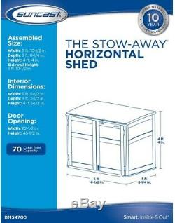 Suncast Stow-Away 3 ft. 8 in. X 5 ft. 11 in. Resin Horizontal Storage Shed New