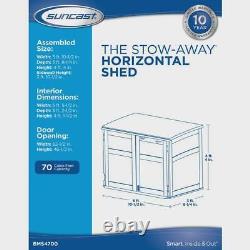 Suncast Stow Away Resin Horizontal Garbage Can Storage Shed Outdoor 70 cu. Ft
