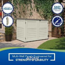 Suncast Stow Away Resin Horizontal Garbage Can Storage Shed Outdoor 70 cu. Ft