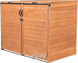 TRSM5937-E Horizontal Trash and Recycling Storage-Sheds, Medium Brown