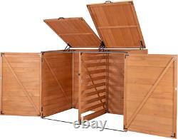 TRSM5937-E Horizontal Trash and Recycling Storage-Sheds, Medium Brown