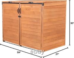TRSM5937-E Horizontal Trash and Recycling Storage-Sheds, Medium Brown