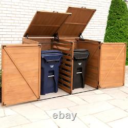 TRSM5937-E Horizontal Trash and Recycling Storage-Sheds, Medium Brown