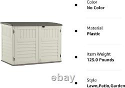 The Stow-Away 6 Ft. X 4 Ft. Plastic Horizontal Storage Shed with Floor Kit Beige