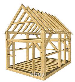 Timber Frame Shed Plans size 12' x 16' with 2 doors, printed plans on 8 1/2x11
