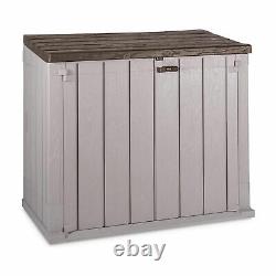 Toomax Outdoor 600 Gal Horizontal Storage Shed Box for Tools, Taupe Gray & Brown