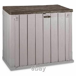 Toomax Outdoor Horizontal Storage Shed Box for Garden Tool, Taupe Gray and Brown