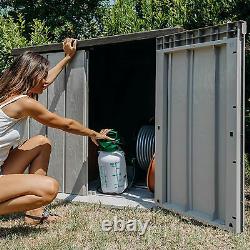 Toomax Outdoor Horizontal Storage Shed Box for Tools, Taupe Gray and Anthracite