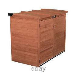 Trash Can Large Horizontal Refuse Storage Shed Lockable Cedar Brown 65x 38x53