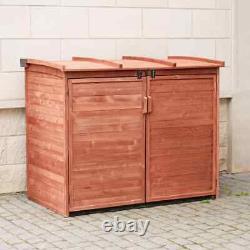 Trash Can Large Horizontal Refuse Storage Shed Lockable Cedar Brown 65x 38x53