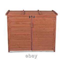 Trash Can Large Horizontal Refuse Storage Shed Lockable Cedar Brown 65x 38x53