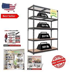 Versatile 5-Tier Utility Shelf Heavy-Duty Metal Storage Rack for Garage & Shed