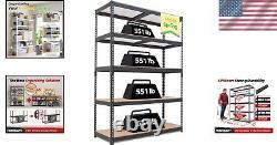 Versatile 5-Tier Utility Shelf Heavy-Duty Metal Storage Rack for Garage & Shed