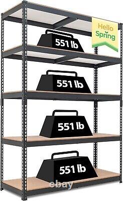 Versatile 5-Tier Utility Shelf Heavy-Duty Metal Storage Rack for Garage & Shed