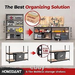 Versatile 5-Tier Utility Shelf Heavy-Duty Metal Storage Rack for Garage & Shed