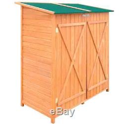 VidaXL Outdoor Wooden Storage Shed Utility Tool Organizer Yard Garden with Stool