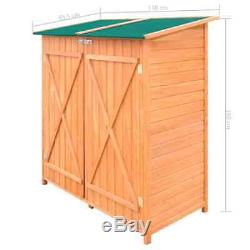 VidaXL Outdoor Wooden Storage Shed Utility Tool Organizer Yard Garden with Stool