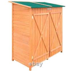 VidaXL Outdoor Wooden Storage Shed with Stool Backyard Garden Tool Organizer