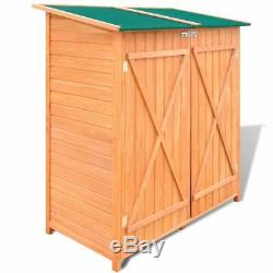 VidaXL Outdoor Wooden Storage Shed with Stool Backyard Garden Tool Organizer