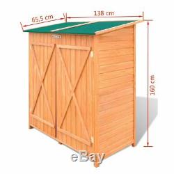 VidaXL Outdoor Wooden Storage Shed with Stool Backyard Garden Tool Organizer