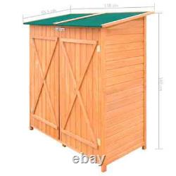 VidaXL Outdoor Wooden Storage Shed with Stool Backyard Garden Tool Organizer