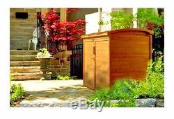 Wooden Garbage Can Holder Outdoor Storage Shed Bin Solid Wood Lock Door Hideaway