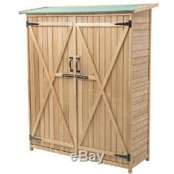 Wooden Outdoor Storage Garden Shed Cabinet 64 High 2 Shelves Weatherproof