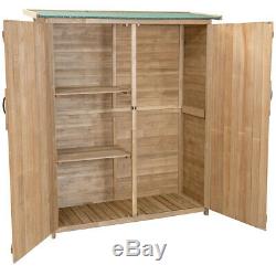 Wooden Outdoor Storage Garden Shed Cabinet 64 High 2 Shelves Weatherproof