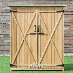 Wooden Outdoor Storage Garden Shed Cabinet 64 High 2 Shelves Weatherproof