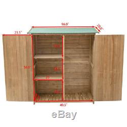 Wooden Outdoor Storage Garden Shed Cabinet 64 High 2 Shelves Weatherproof