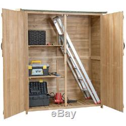 Wooden Outdoor Storage Garden Shed Cabinet 64 High 2 Shelves Weatherproof
