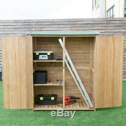 Wooden Outdoor Storage Garden Shed Cabinet 64 High 2 Shelves Weatherproof