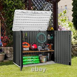 YITAHOME Large Outdoor Horizontal Storage Shed, 47 Cu Ft Resin Tool Shed WithO She
