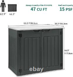 YITAHOME Large Outdoor Horizontal Storage Shed, 47 Cu Ft Resin Tool Shed WithO She