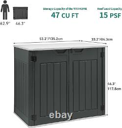 YITAHOME Large Outdoor Horizontal Storage Shed, 47 Cu Ft Resin Tool Shed WithO She