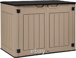 YITAHOME Large Outdoor Horizontal Storage Shed, 47cu ft Resin Tool Shed witho Shelf