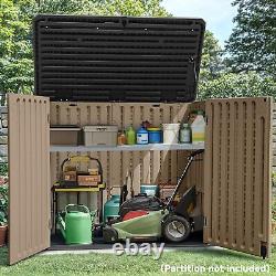 YITAHOME Large Outdoor Horizontal Storage Shed, 47cu ft Resin Tool Shed witho Shelf