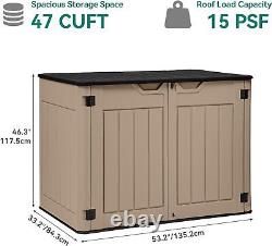YITAHOME Large Outdoor Horizontal Storage Shed, 47cu ft Resin Tool Shed witho Shelf