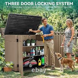 YITAHOME Large Outdoor Horizontal Storage Shed, 47cu ft Resin Tool Shed witho Shelf