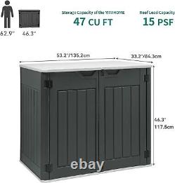 YITAHOME Large Outdoor Horizontal Storage Shed, 47cu ft Resin Tool Shed witho Shelf