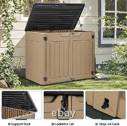 YITAHOME Large Outdoor Horizontal Storage Shed, 47cu ft Resin Tool Shed witho Shelf