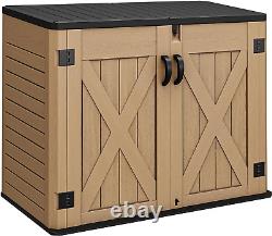 Yitahome Outdoor Horizontal Storage Shed With X-shaped Lockable Door, 35 Cu Ft W