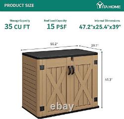 YITAHOME Outdoor Horizontal Storage Shed with X-Shaped Lockable Door, 35 Cu Ft W