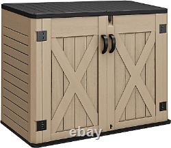 YITAHOME Outdoor Horizontal Storage Shed with X-Shaped Lockable Door, 35 Cu Ft W
