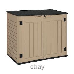 YITAHOME Outdoor Horizontal Storage Sheds witho Shelf, 35 Cu Ft Lockable Resin
