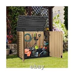 YITAHOME Outdoor Horizontal Storage Sheds witho Shelf, 35 Cu Ft Lockable Resin