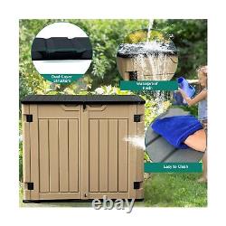 YITAHOME Outdoor Horizontal Storage Sheds witho Shelf, 35 Cu Ft Lockable Resin