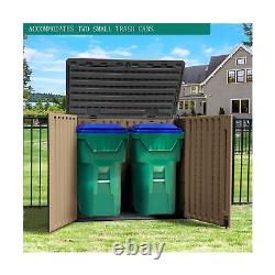 YITAHOME Outdoor Horizontal Storage Sheds witho Shelf, 35 Cu Ft Lockable Resin